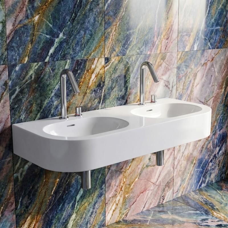 Robinet sans contact ONE avec bouton mélangeur déporté au design pur et intemporel