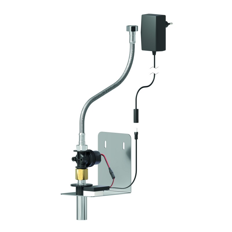 Vertical spout with infrared detection to integrate behind mirror