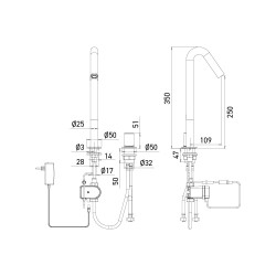 Electronic tap ONE dimensions without contact on mains power