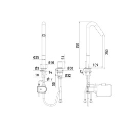 Electronic mixer ONE dimensions without contact on battery