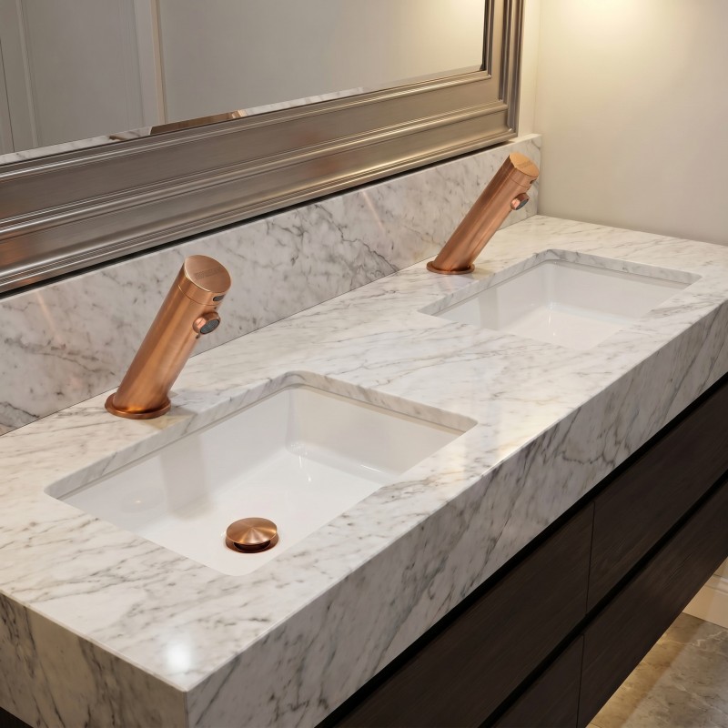Robinet électronique sans contact de lavabo AKWA finition PVD Cuivre à l’élégance épurée