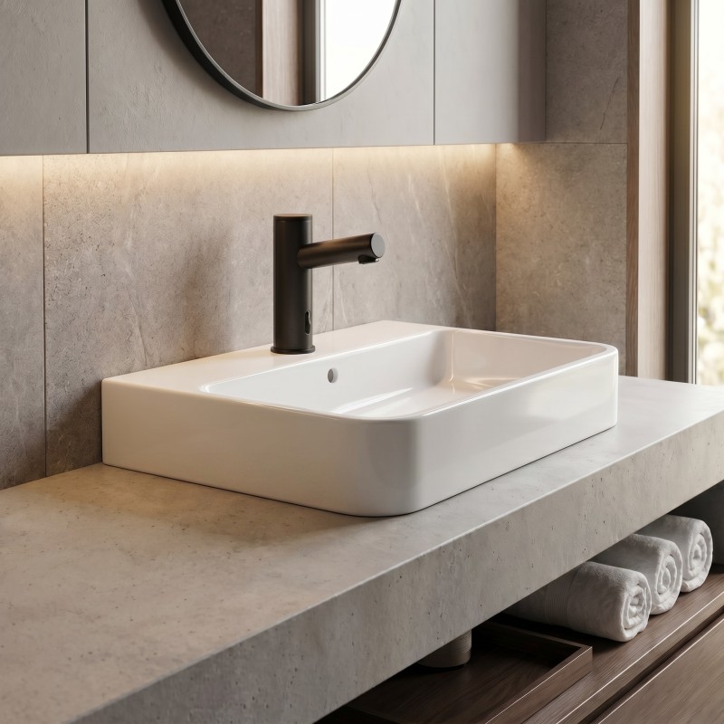 Robinet lavabo ELITE noir mat, la simplicité du design au service de l’hygiène