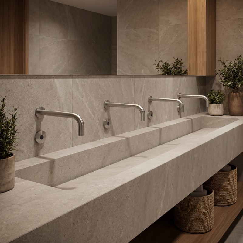 Robinet mural sans contact pour sanitaire professionnel en inox COSMO19