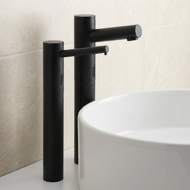 Grifería infrarroja agua y jabón para lavabo sobre encimera ELITE negro mate Grifería infrarroja agua y jabón para lavabo sobre encimera ELITE negro mate