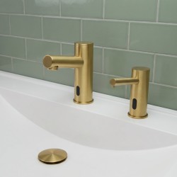Combinación de grifos de agua y jabón sin contacto ELITE acabado PVD dorado mate Combinación de grifos de agua y jabón sin contacto ELITE acabado PVD dorado mate