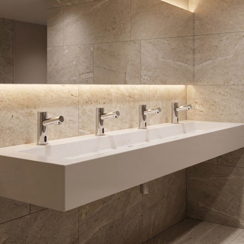 Robinet lavabo collectivités ELITE à détection infrarouge pour l'hygiène des mains Robinet lavabo collectivités ELITE à détection infrarouge pour l'hygiène des mains