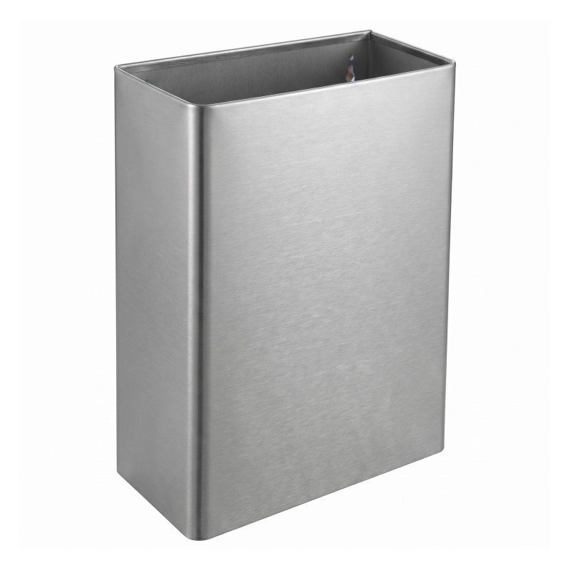 Waste bin rectangular in stainless steel 25L floor standing for collectivities