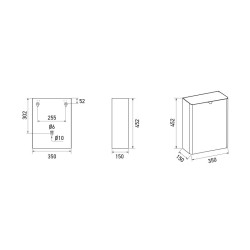 Dimensions of the 25L stainless steel trash can with lid