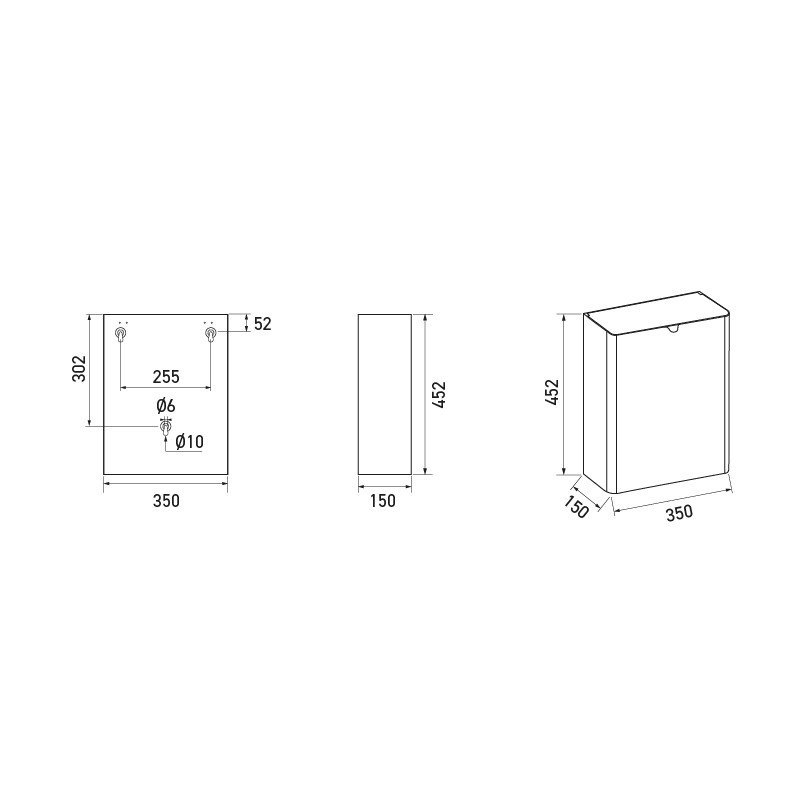 Dimensions of the 25L stainless steel trash can with lid