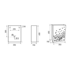 Dimensiones cubo de basura acero inoxidable 25 L con decoración