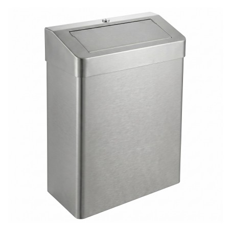 Poubelle clapet PUSH au sol ou mural inox 25 L