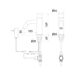 Dimensiones del grifo electrónico EXTREME DS de red