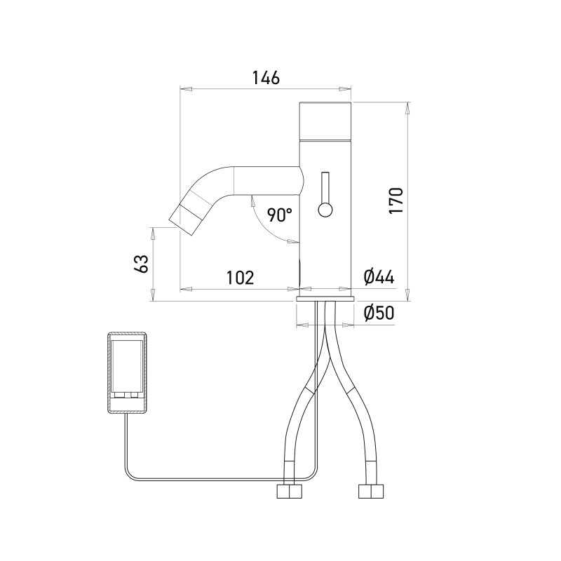 Electronic Automatic Mixer EXTREME Dimensions, Battery-Operated Electronic Automatic Mixer EXTREME Dimensions, Battery-Operated
