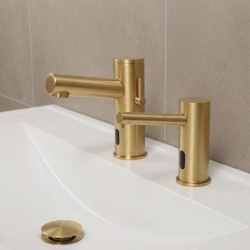 Robinetterie élégante et professionnelle automatique ELITE eau et savon finition PVD doré mat