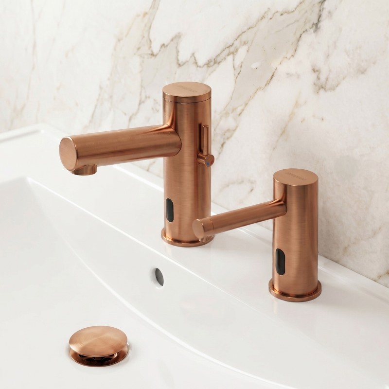 ELITE Electronic Mixer Tap and Soap Dispenser in Copper PVD Finish ELITE Electronic Mixer Tap and Soap Dispenser in Copper PVD Finish