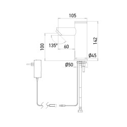 Dimensiones del grifo electrónico SMART conectado a la red Dimensiones del grifo electrónico SMART conectado a la red