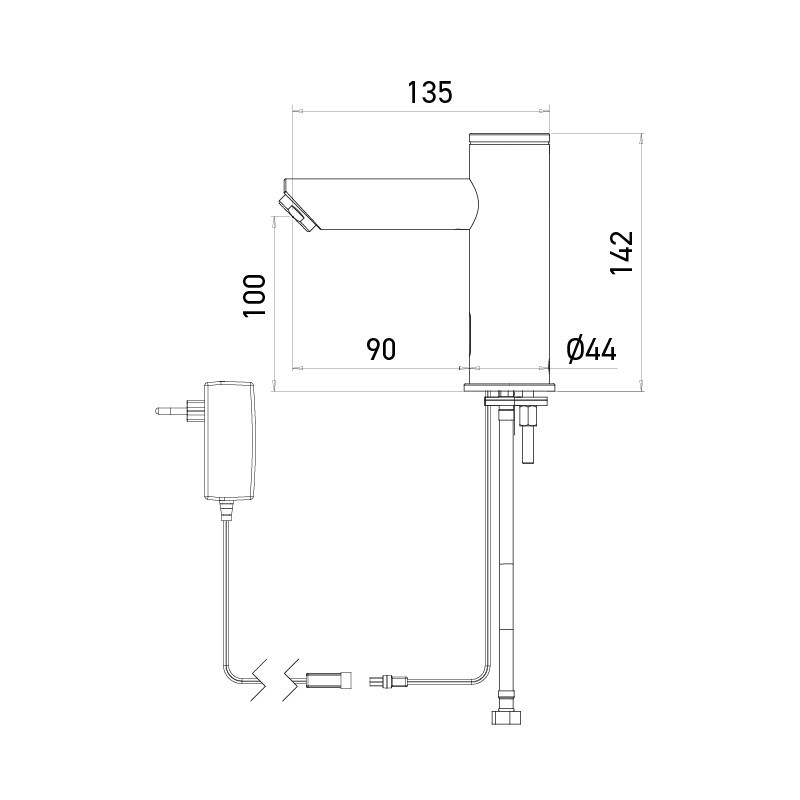SMART Electronic Faucet Dimensions – Long Spout AC Powered Model