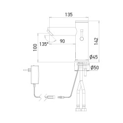 Electronic SMART mixer tap dimensions, long spout, mains powered Electronic SMART mixer tap dimensions, long spout, mains powered