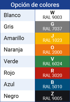 Carta RAL para elección de colores lavabo LAGOON