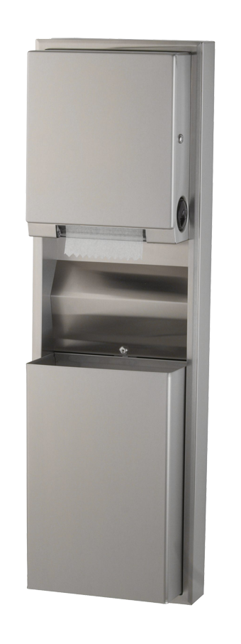 Combi distributeur réceptacle papier essuie-mains mural inox BO-39619