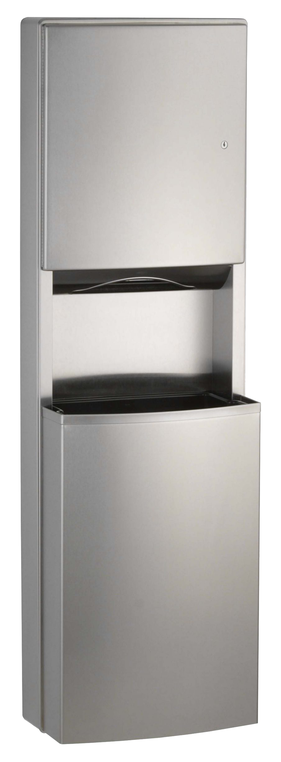 Combiné mural inox distributeur et réceptacle essuie-mains