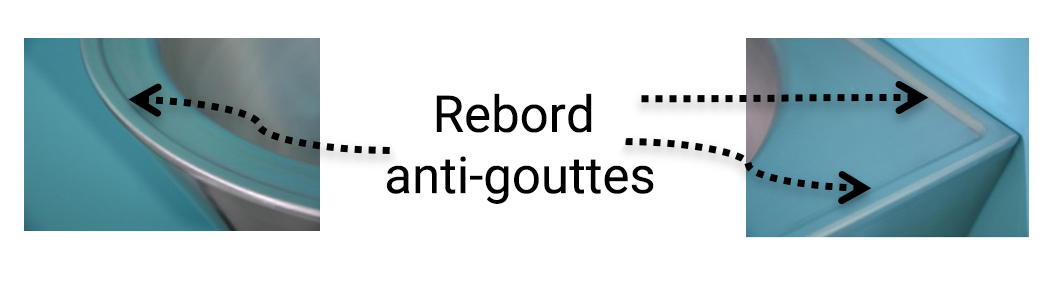 Lavabo inox PMR avec rebord anti-gouttes Lavabo inox avec rebord anti-goutte