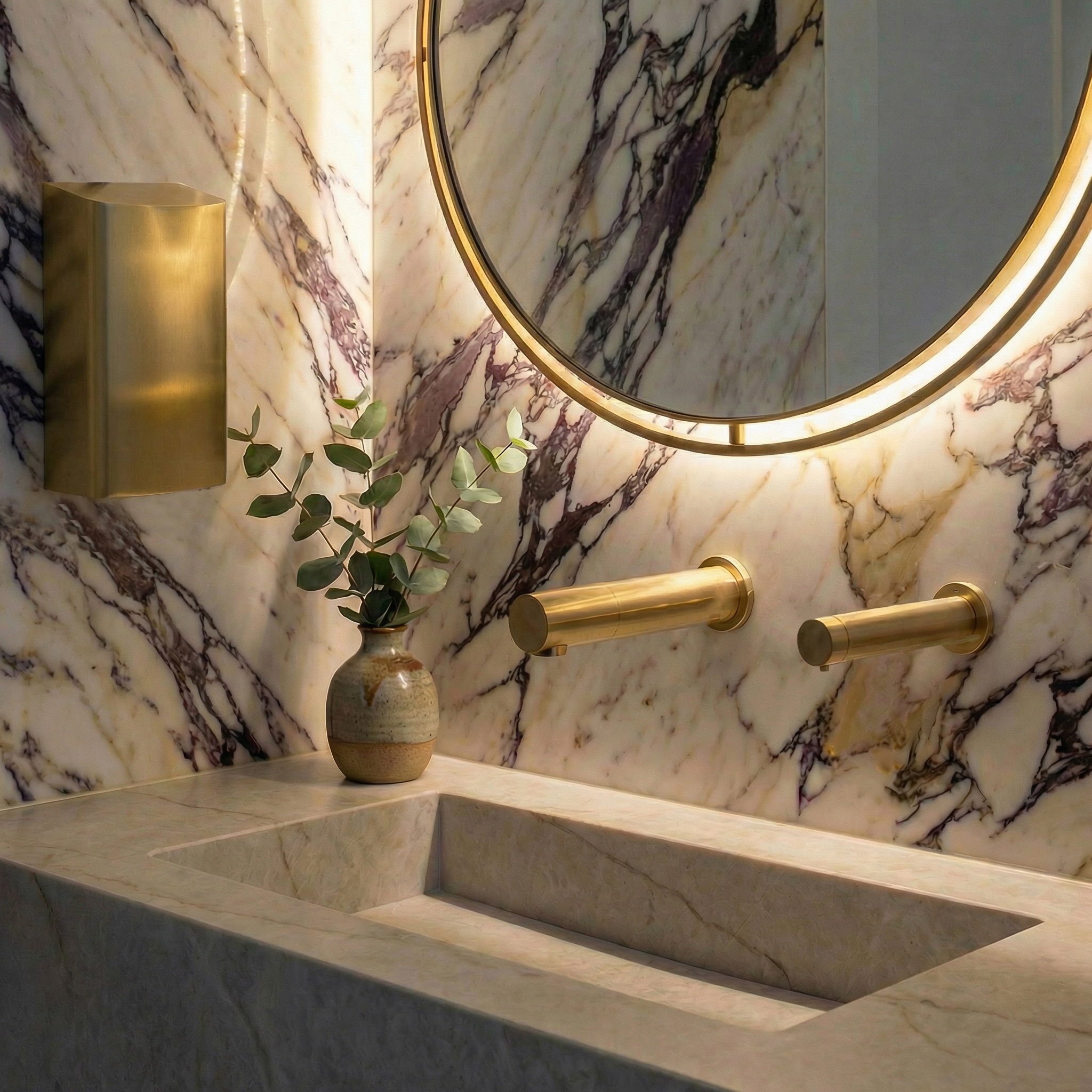 RONDEO matte gold wall-mounted automatic faucet and touchless soap dispenser RONDEO matte black wall-mounted automatic faucet