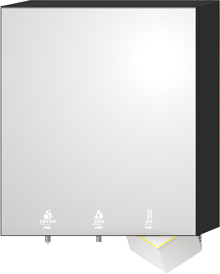 Meuble haut miroir 4 en 1 noir mat fonctions savon, eau et air