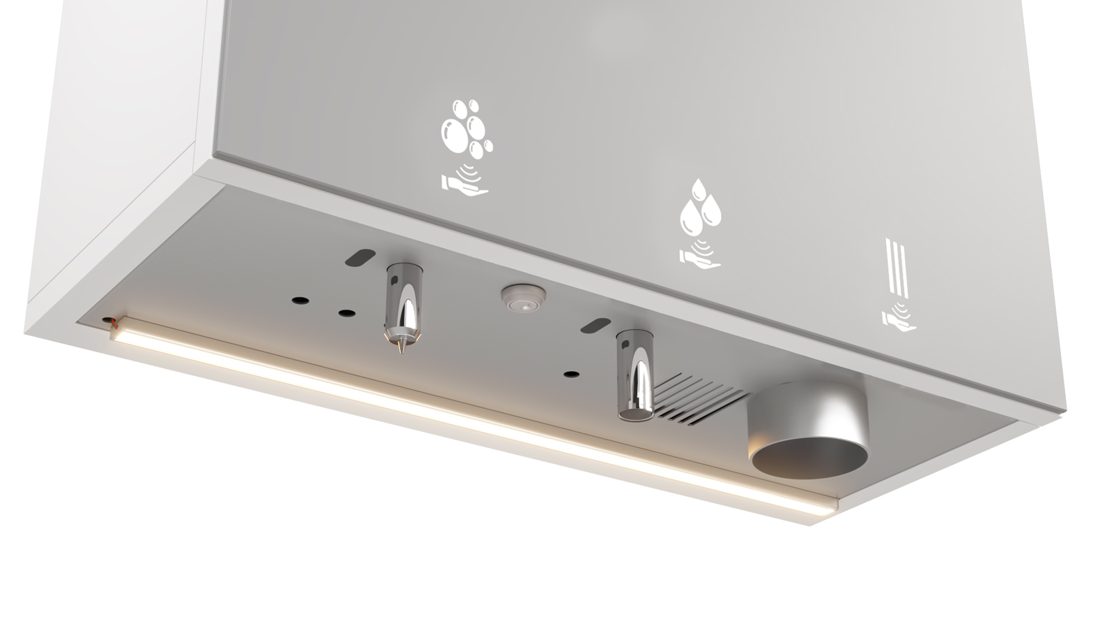 Módulo espejo munltifunción HYFLO (jabón-agua-aire) con opción de banda LED