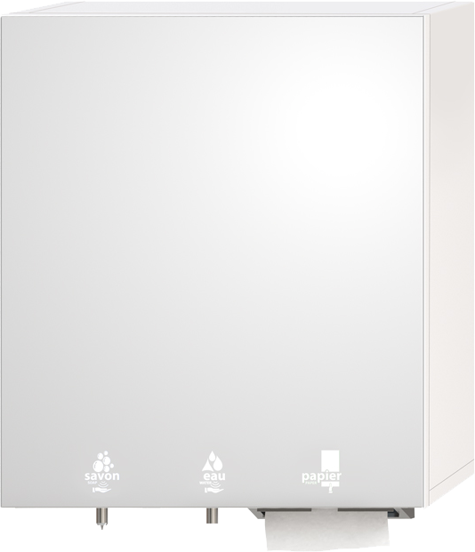 Module HYFLO savon-eau-papier-miroir avec pictogrammes Leds blanches