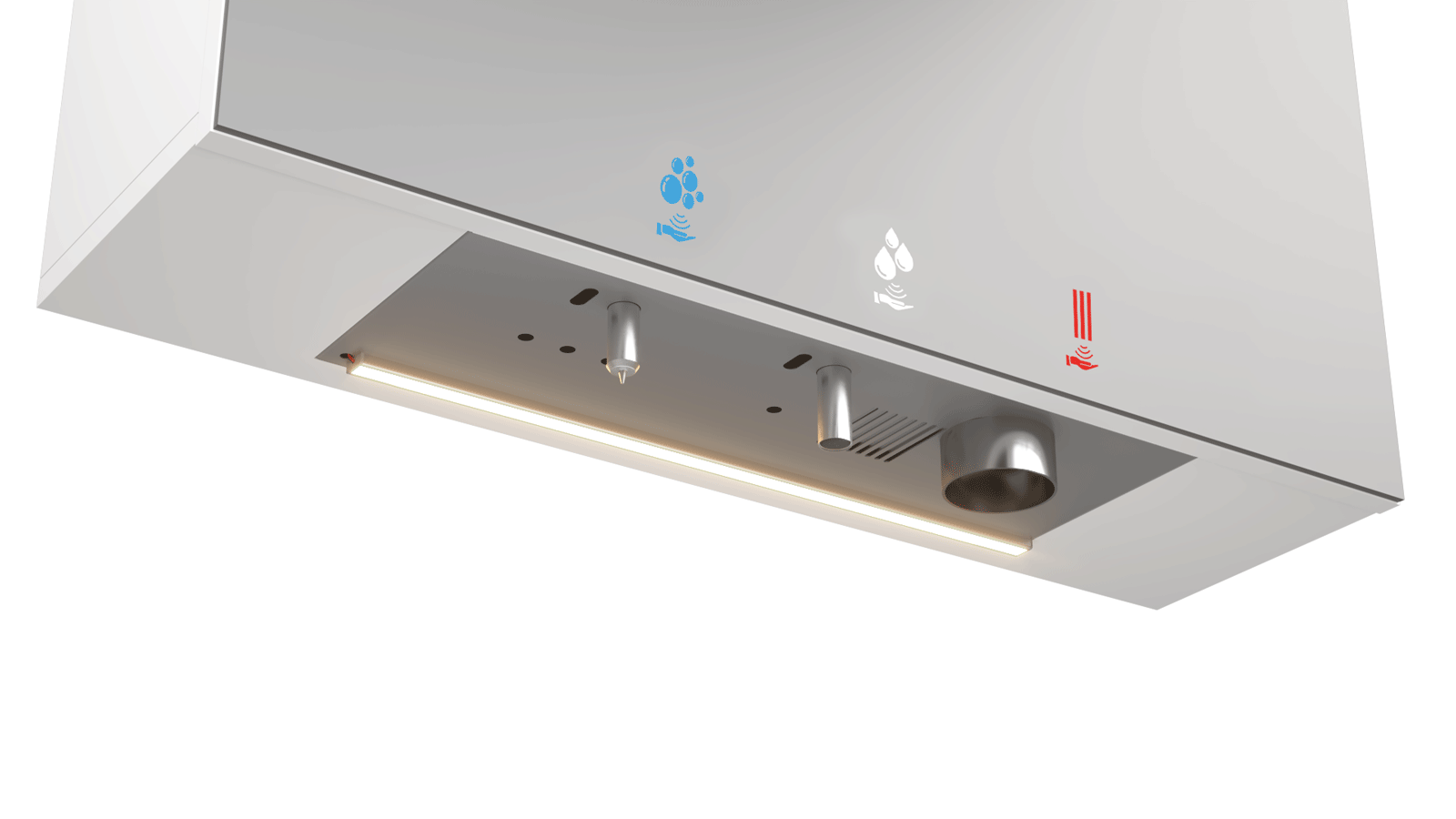 4in1 large multifunction module (mirror-soap–water–air-paper) with optional LED light strip