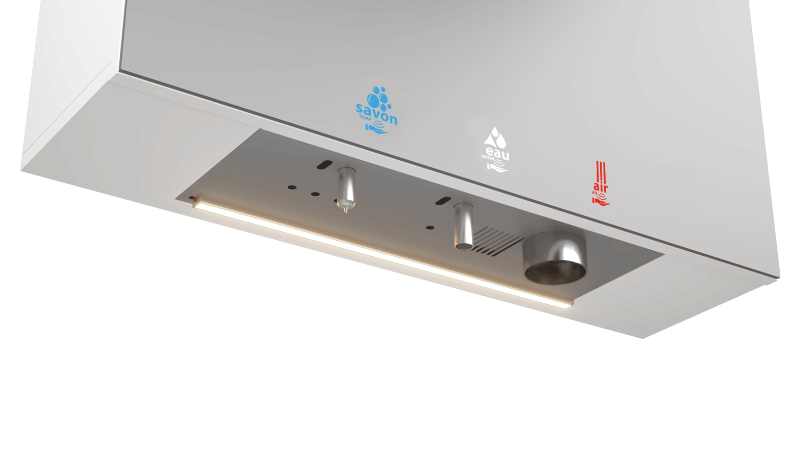 Grand module 4en1 miroir-savon-eau-air avec bande LED en option