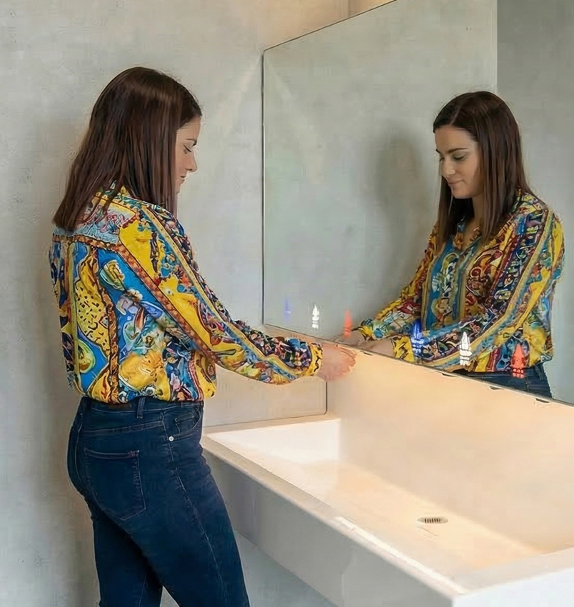 Robinet électronique intégré derrière miroir robinet-electronique-automatique-derriere-miroir-integre