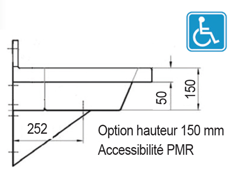 Option hauteur PMR lavabo LVC-P