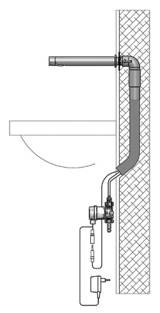 Installation robinet automatique AKWALINE encastré sur secteur