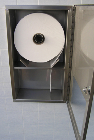 Recessed paper roll in stainless steel