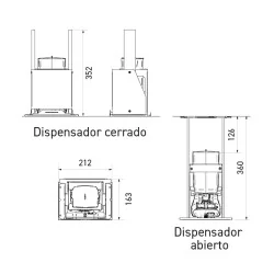 Dimensiones distribuidor vertical de jabón detrás de espejo 1L sin contacto