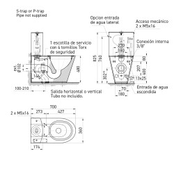 Dimensiones del inodoro monobloc de acero inoxidable ULTIMA elevado para baños accesibles Dimensiones del inodoro monobloc de acero inoxidable ULTIMA elevado para baños accesibles