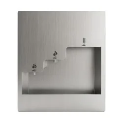 Wall-mounted vandal-resistant stainless steel 3-in-1 sink with soap, water and hands-free dryer