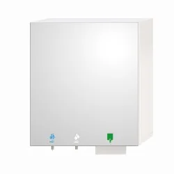 Mirror cabinet including soap, water and paper towels for high attendance places