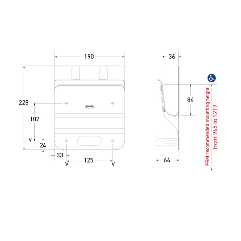 Tablet computer or bag wall holder in stainless steel