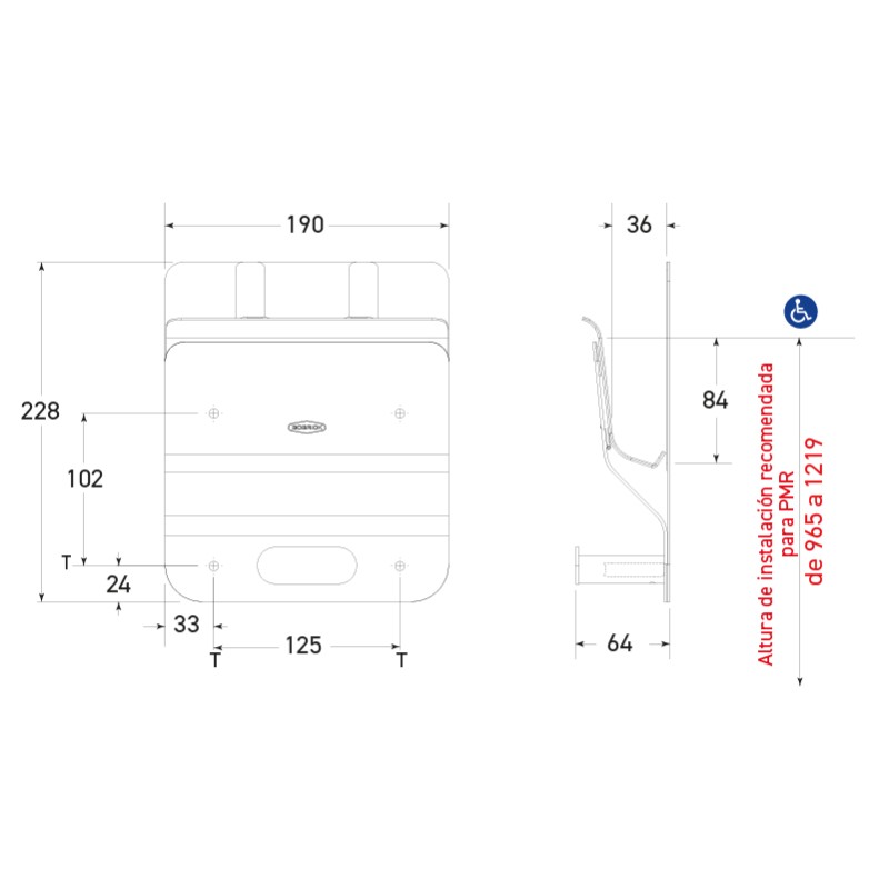 Soporte para tableta y bolsa de pared de acero inoxidable