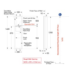 Semi-recessed stainless steel unit with paper towel dispenser and 24L bin