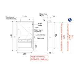 Paper towel dispenser dimensions, recessed stainless steel matt black avec wall mounting Paper towel dispenser dimensions, recessed stainless steel matt black avec wall mounting