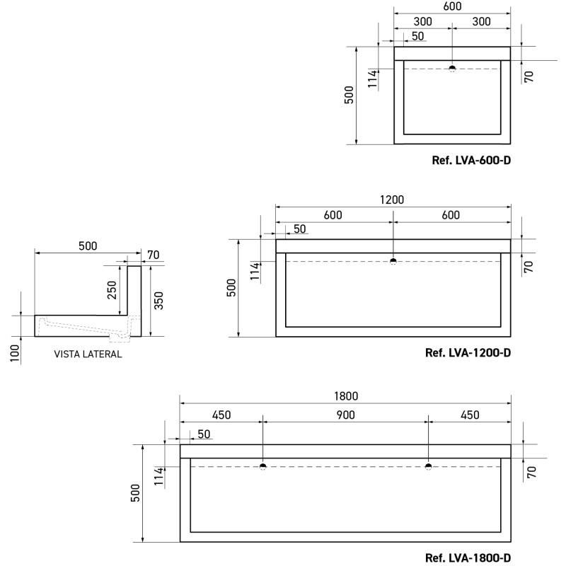RIVAGE lavamanos mural de diseño en Solid Surface para colectividades