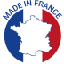 “Made in France” logo featuring the silhouette of France on a blue-white-red background.