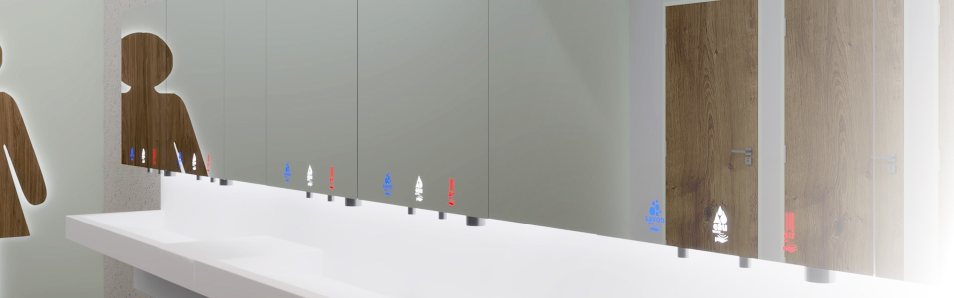 Module multifonction 4 en 1 Miroir - Savon - Eau - Air ou Papier